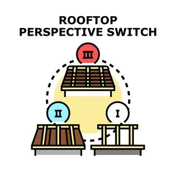 Rooftop perspective switching architectural framing development Stock Illustration
