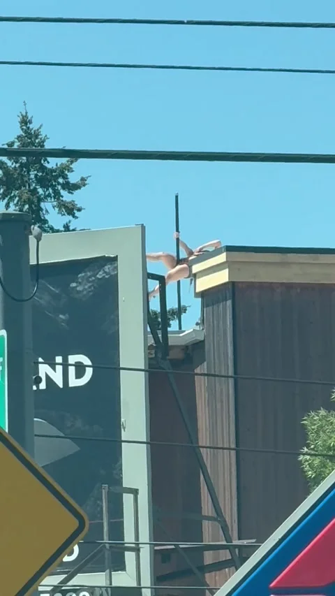Rooftop Pole Dancing Practice, Portland, Oregon, USA - 17 Jun 2026 Stock Footage 337736255