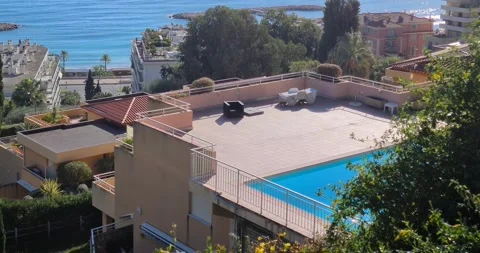 Rooftop Pool With Sea View. Stock Footage 143648430