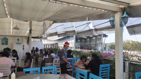 Rooftop restaurant Stock Footage 145962964