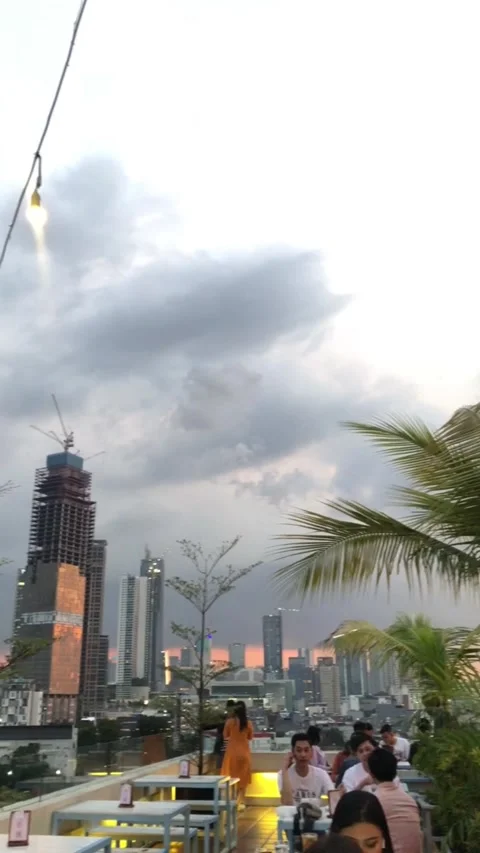 Rooftop Restaurant Stock Footage 214541108