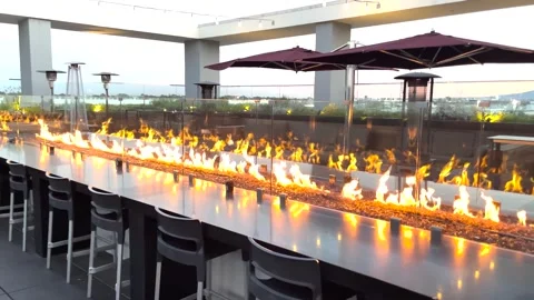 Rooftop restaurant Stock Footage 297167207