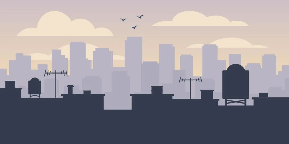 Rooftop silhouette Illustrazione stock