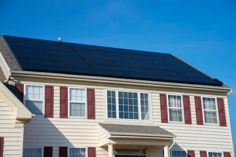Rooftop solar panels Stock Photos