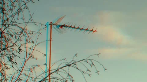 Rooftop television antenna behind the trees 1 (combo) Video stock 10771214