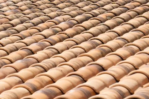 Rooftop tile texture for background. Selective focus. Stock Photos