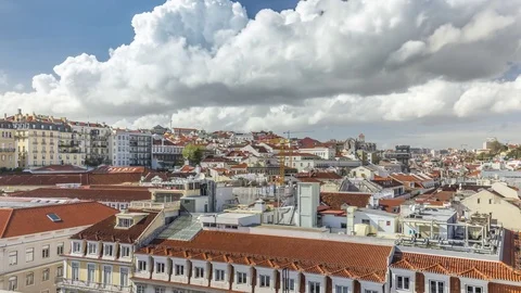 Rooftop timelapse over the Lisbon cityscape of Bairro Alto district. Portugal 스톡 동영상 78518494