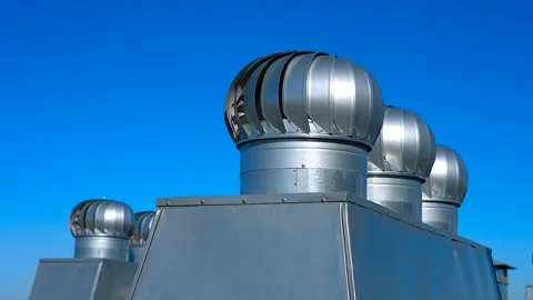Rooftop ventilation ducts in a row. Stock Footage 340896801