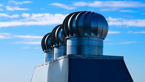 Rooftop ventilation ducts in a row. Stock Footage 340896816