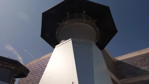 Rooftop ventilation exhaust unit with protective rain cap 動画素材 347205736