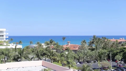 Rooftop View of Atlantic Ocean in South Florida Stock Footage 76484086