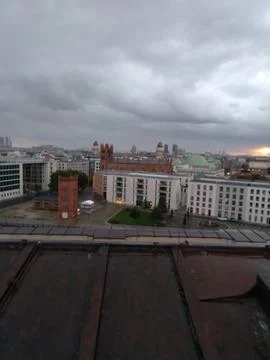 A rooftop view of Berlin, Germany, featuring the Rotes Rathaus Stock Photos