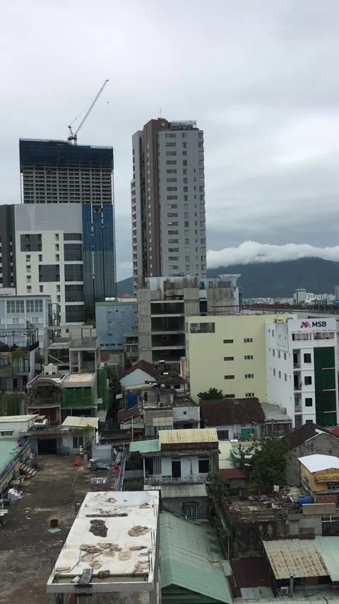 Rooftop View of Danang River Stock Footage 142982387