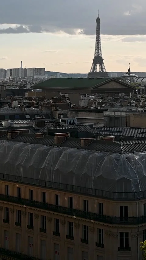 Rooftop view of the Eiffel Tower, Paris, France Stock Footage 316878284