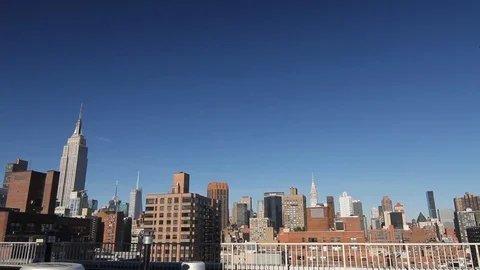 Rooftop View of Empire State Building, Chrysler Building, and Manhattan Skyline Video stock 113356065