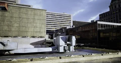 Rooftop view of modern architecture in an urban center during daylight 库存插图