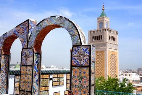 Rooftop view of the mosque in tunis Фото