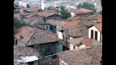 Rooftop View of Old Houses Stock Footage 278100857