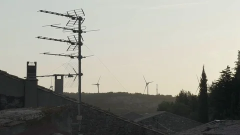 Rooftop view of the old medieval house in the mountain village. Stone house and Stock Footage 121613706