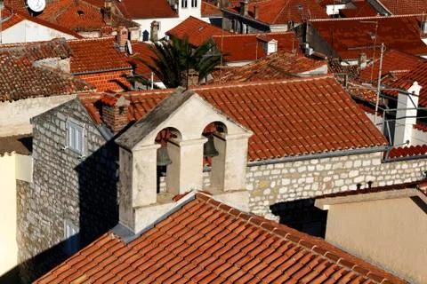 Rooftop view over rab town, kvarner gulf, croatia Stock Photos
