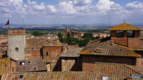 Rooftop View Over Siena and the Tuscan Countryside Stock Footage 255804571