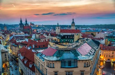 Rooftop view of Prague Stock Photos