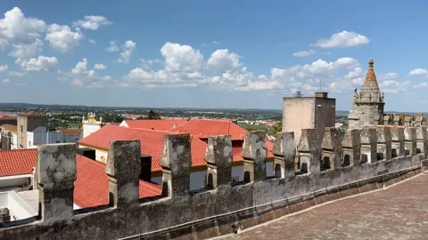 Rooftop view from the Se Cathedral in Evora Portugal Stock Footage 107396200