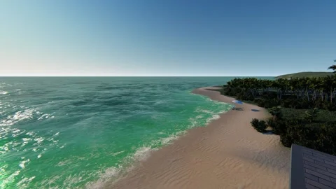 Rooftop view of the sea and surrounding beach seamless video loop animation. Stock Footage 170168255