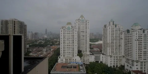 Rooftop view of Shanghai on a cloudy afternoon Stock Footage 111553136