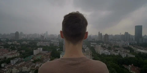 Rooftop view of Shanghai on a cloudy afternoon Stock Footage 111556827