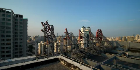 Rooftop view of Shanghai on a sunny afternoon Stock Footage 111537341