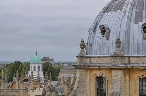 Rooftop view towards Radcliffe Camera and the Sheldonian Theatre on an overca Stock Photos