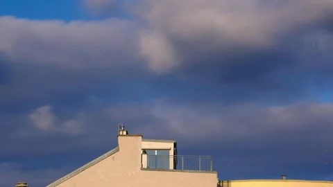 Rooftop View Under Dramatic Sky Stock Footage 303912359