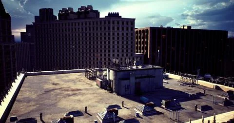 Rooftop view of urban landscape showcasing buildings and structures Ilustração Stock