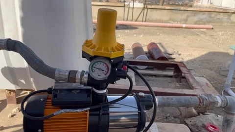 Rooftop Water Booster Pump with Pressure Switch 스톡 동영상 345611832