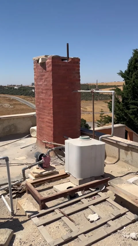 Rooftop Water Pump and Filtration System Setup Stock Footage 345209871