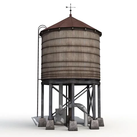 Rooftop Water Tower Pond Stock Footage 283977269