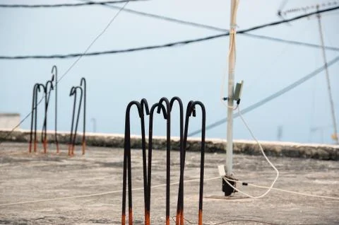 Rooftop wires Stock Photos