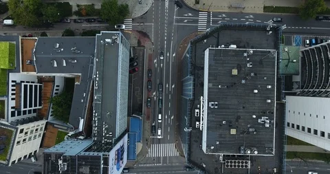 Rooftops. Aerial View. Traffic Intersection Stock Footage 92715985