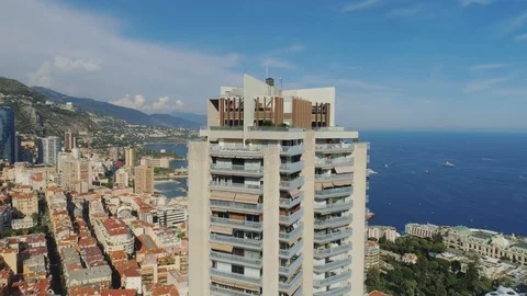 Rooftops and block of flats in Monaco Monte Carlo city France town with Yahts Видео 95402222