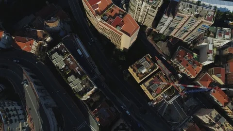 Rooftops and block of flats in Monaco Monte Carlo city France town with Yahts Vídeos de archivo 95402939