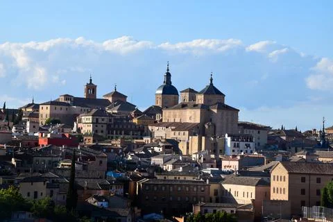 Rooftops and landscape of Toledo the ancient city Stock Photos