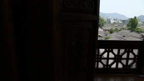 Rooftops from the balcony in Sichuan, China Stockbeeldmateriaal 87761748