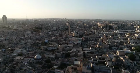 Rooftops of a district of Aleppo. We can see the roofs of the buildings of the S 스톡 동영상 149571726