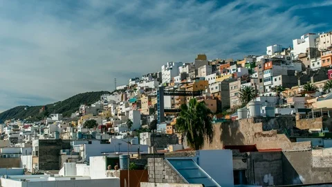Rooftops in Las Palmas Spain Day Stock Footage 101740513