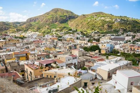 Rooftops of Lipari town Stock Photos