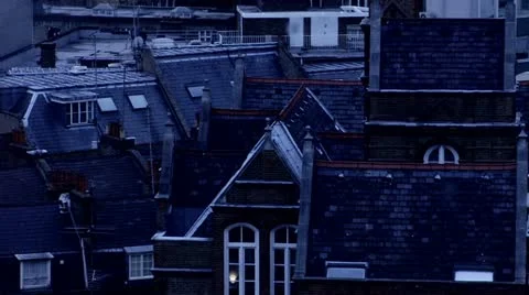Rooftops of London, Night Stock Footage 22152392