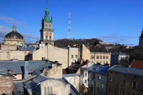Rooftops of Lviv Stock Photos