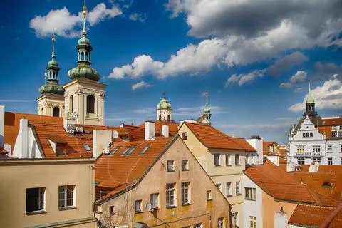 Rooftops of old Prague from high view point, Stock Photos