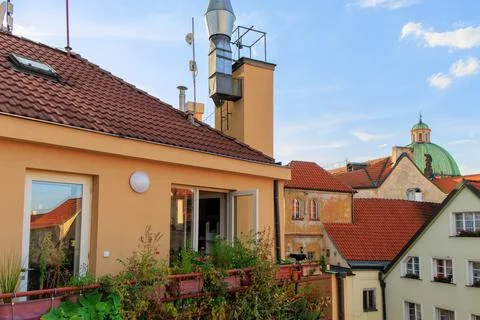 Rooftops of old Prague from high view point. Stock Photos